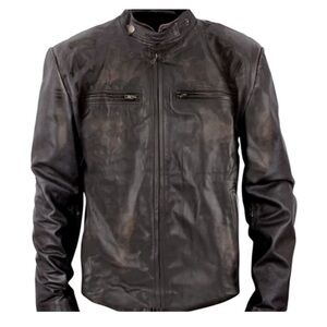 REAL LEATHER • Leather Garment Leather Jacket Biker Moto Flight Coat
